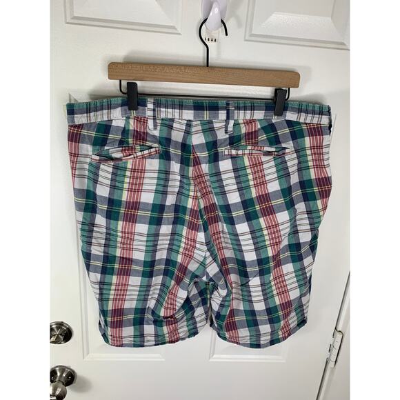 Tailor Vintage Men’s Reversible Plaid Khaki Linen Shorts Size 38 USA - Picture 2 of 12